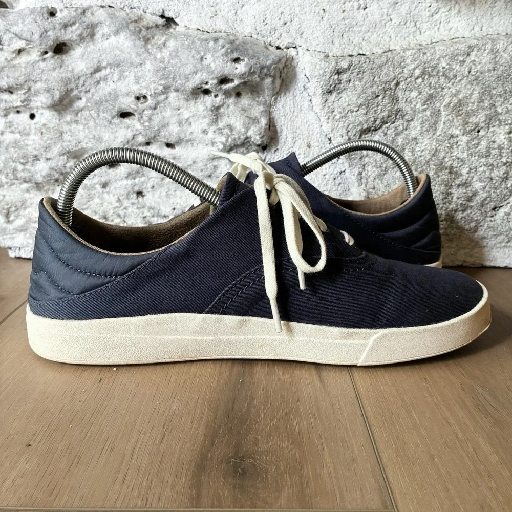 OluKai Kohu Canvas Casual Slip On Lace Up Boat Sneakers Navy Blue Womens 11